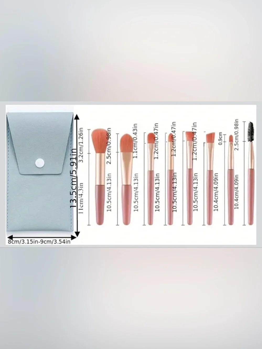 NWT~8pc Light Pink Travel Size Makeup Brush Set Plus Case.
